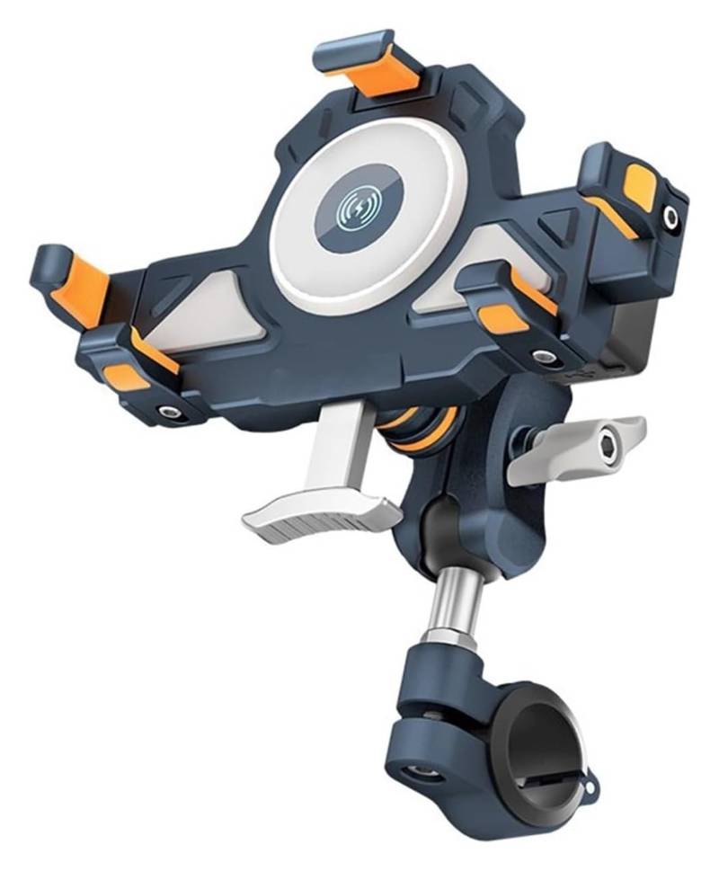 Navigation Halterung 360 Grad Verstellbarer Dual-Modell Kabelgebundener Kabelloser Lade-wasserdichter Stoßfester Motorrad-Telefonhalter Aus Metall Navigationshalterung(B) von GATAVCTKPY