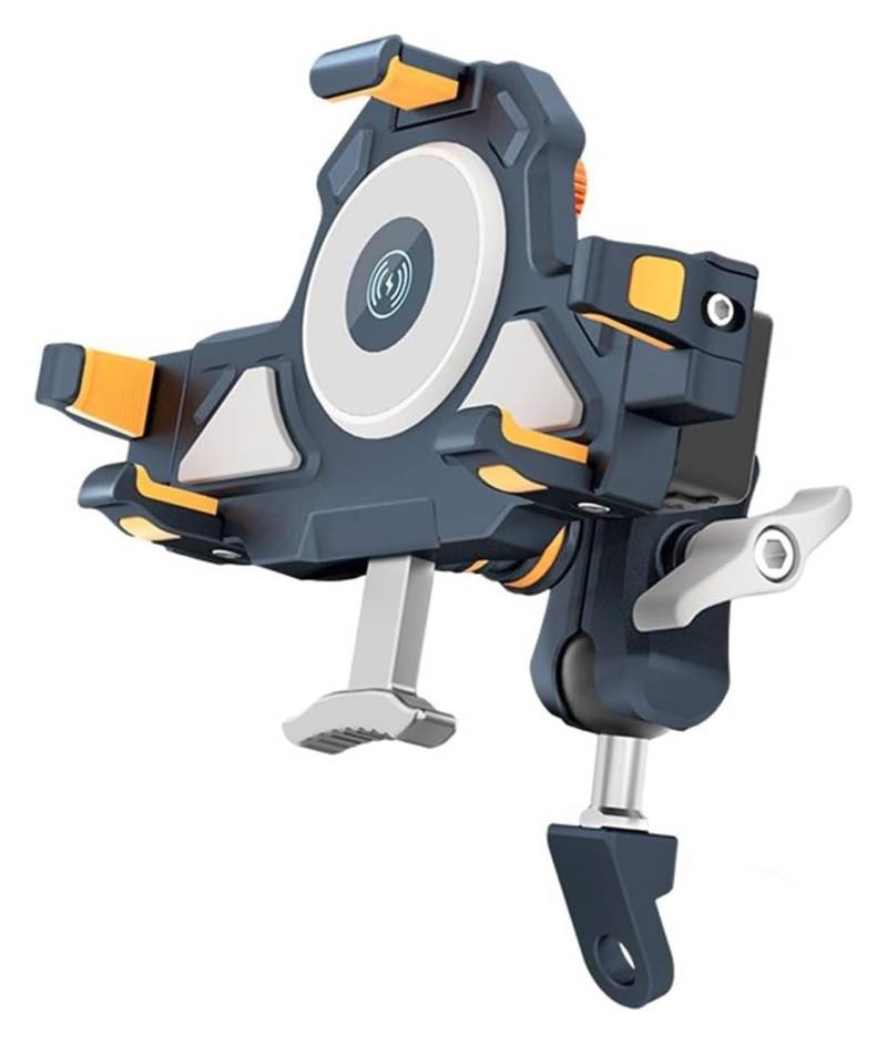 Navigation Halterung 360 Grad Verstellbarer Dual-Modell Kabelgebundener Kabelloser Lade-wasserdichter Stoßfester Motorrad-Telefonhalter Aus Metall Navigationshalterung(C) von GATAVCTKPY