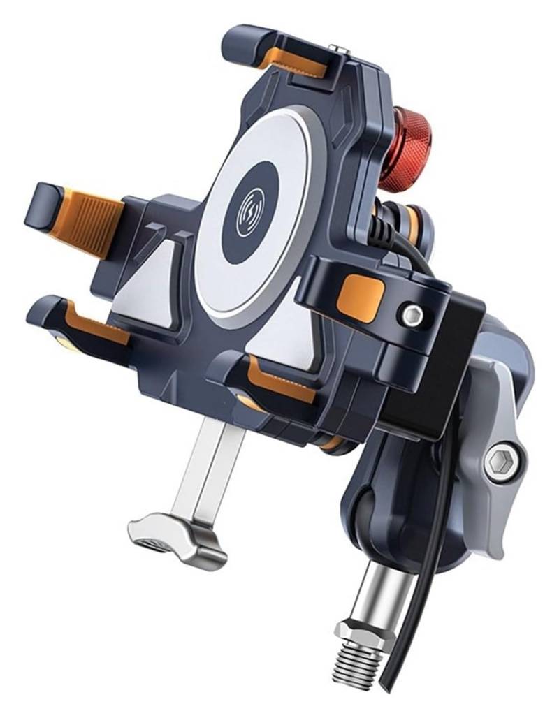 Navigation Halterung 360 Grad Verstellbarer Dual-Modell Kabelgebundener Kabelloser Lade-wasserdichter Stoßfester Motorrad-Telefonhalter Aus Metall Navigationshalterung(H) von GATAVCTKPY