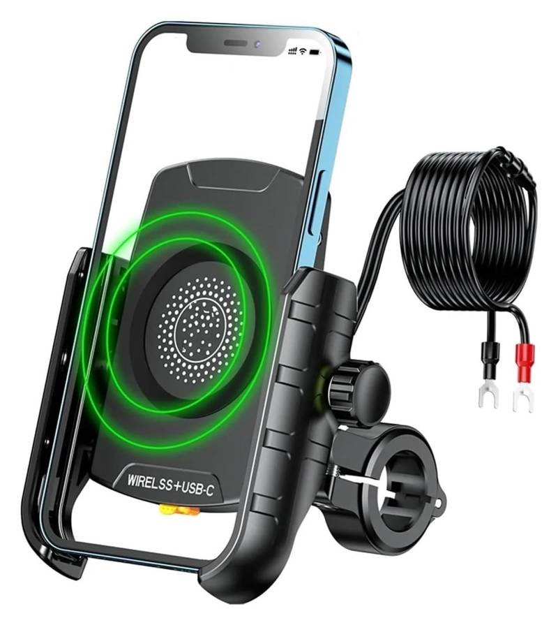 Navigation Halterung Für 4-7 Zoll Telefon Motorrad Telefon Halter Drahtlose Ladestation 3,0 Schnell Ladegerät GPS Moto Unterstützung Handy Lenker Montieren Navigationshalterung(M9S Wireless USB-C) von GATAVCTKPY