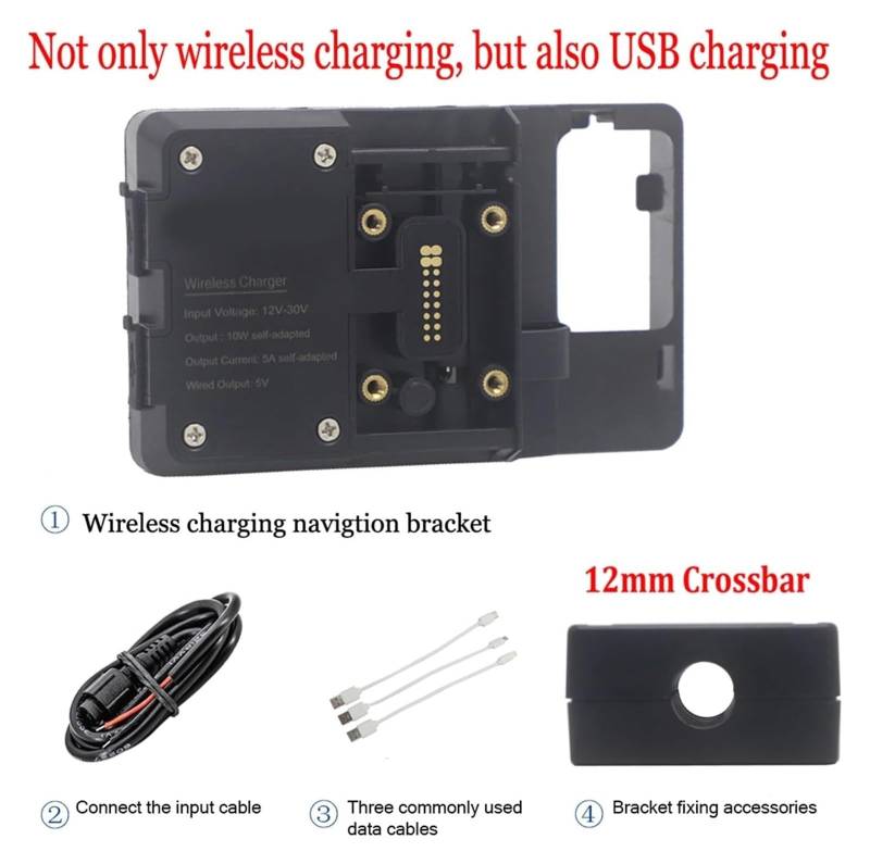 Navigation Halterung Für B&MW R1200GS LC 2013-2017 Telefonnavigationshalterung USB-Lade 12MM Überrollbügel Motorrad Navigationshalterung(Wireless 12mm Clip) von GATAVCTKPY