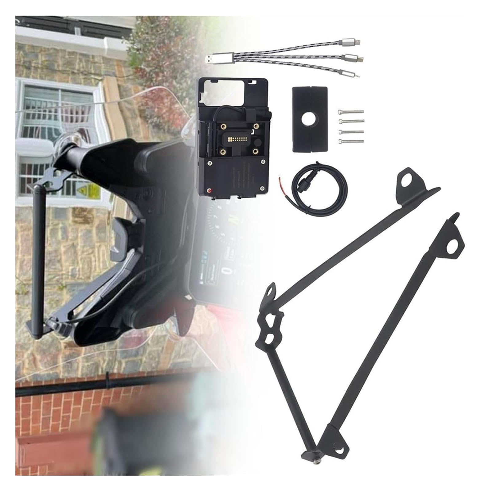 Navigation Halterung Für D&ucati Für MULTISTRADA V4 S V4S 2021 + Handy GPS Halterung Navigation Halterung USB Und Drahtlose Ladestation Navigationshalterung(12mm USB Stand) von GATAVCTKPY