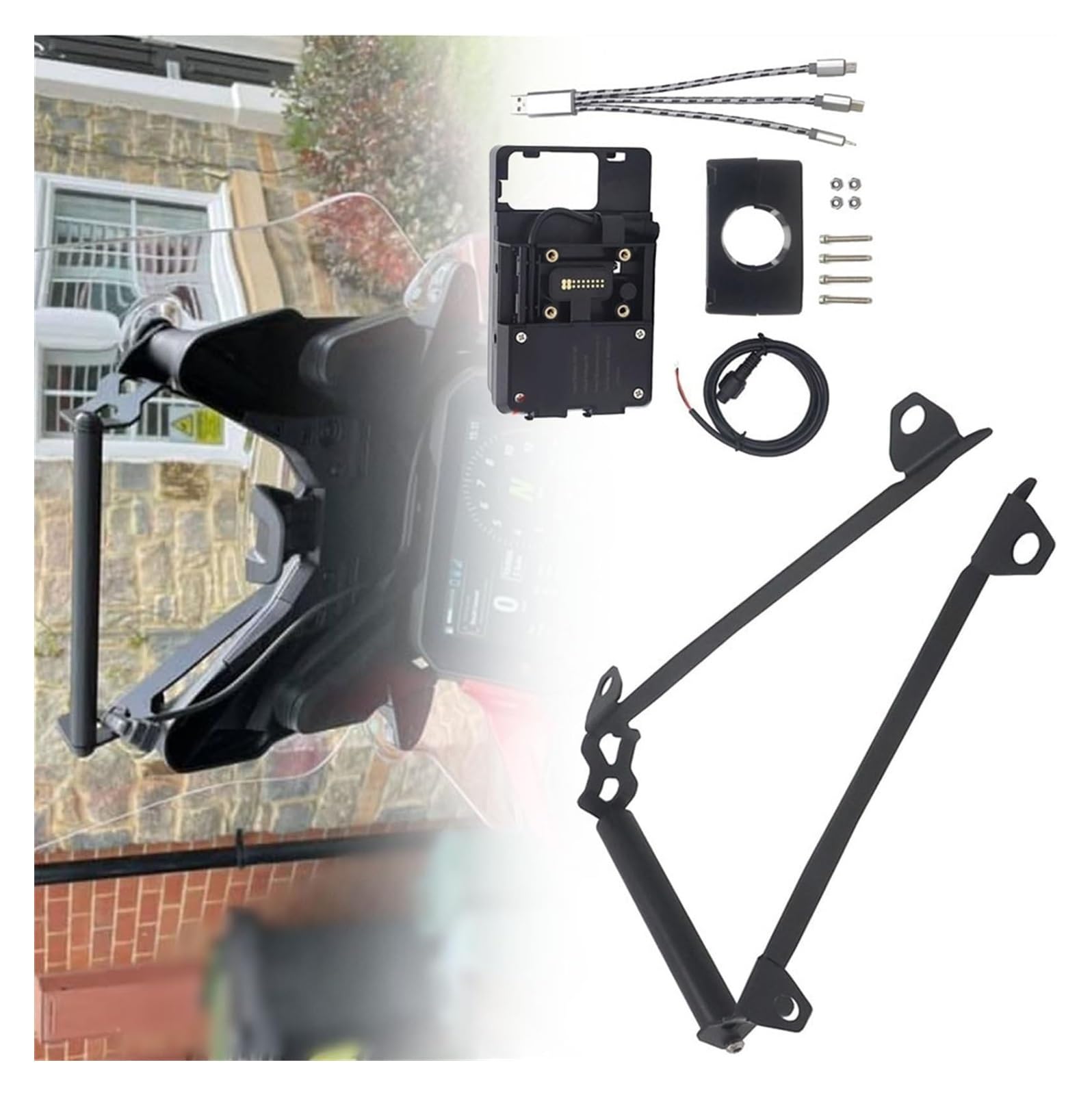 Navigation Halterung Für D&ucati Für MULTISTRADA V4 S V4S 2021 + Handy GPS Halterung Navigation Halterung USB Und Drahtlose Ladestation Navigationshalterung(22mm USB Stand) von GATAVCTKPY