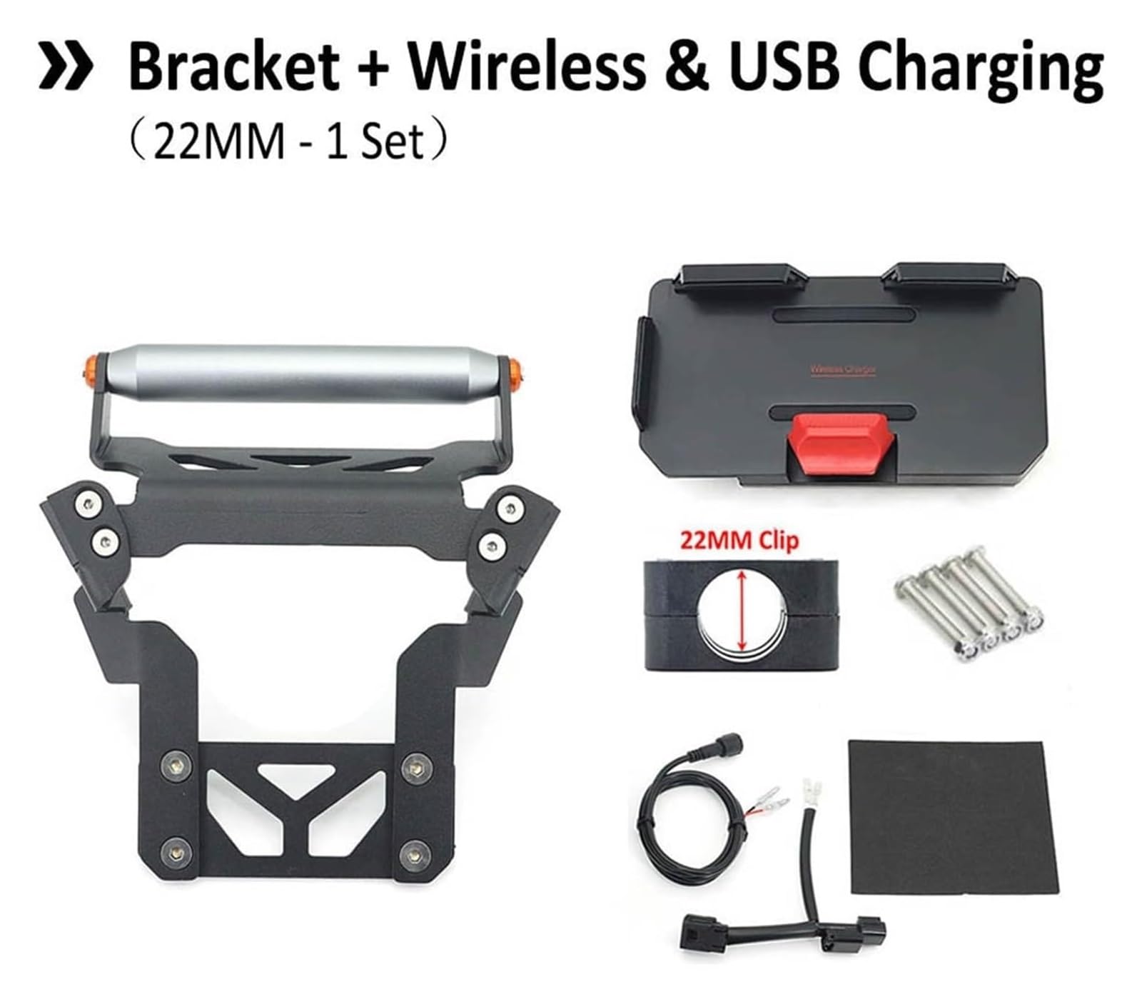 Navigation Halterung Für FORZA350 NSS 350 NSS350 2021-2023 Motorrad GPS Telefon Navigation Halterung USB & Drahtlose Ladegerät Halter Halterung Ständer Navigationshalterung(1 Set - 22mm Bracket) von GATAVCTKPY