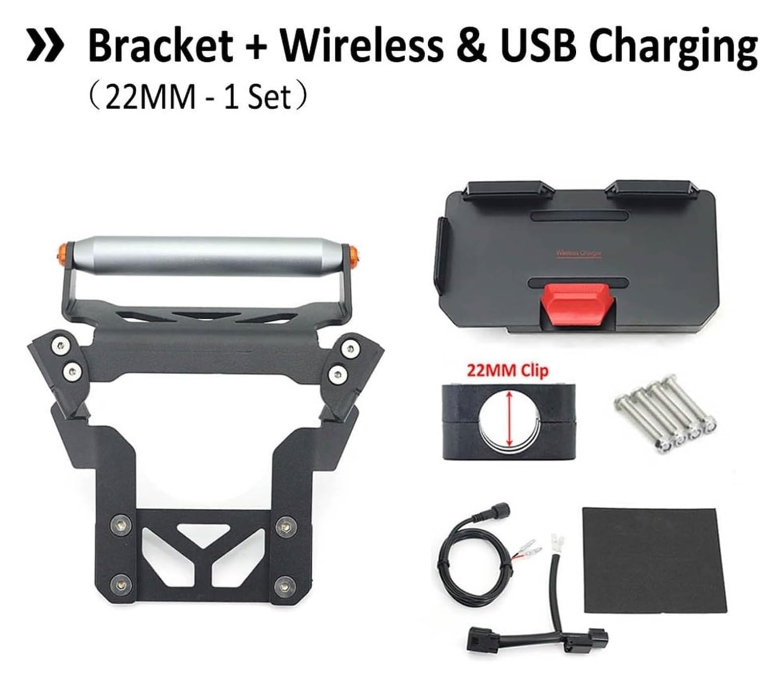 Navigation Halterung Für FORZA350 NSS 350 NSS350 2021-2023 Motorrad GPS Telefon Navigation Halterung USB & Drahtlose Ladegerät Halter Halterung Ständer Navigationshalterung(1 Set - 22mm Bracket) von GATAVCTKPY