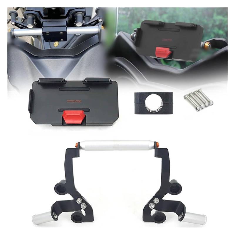 Navigation Halterung Für Y&amaha X-MAX Xmax 300 XMAX300 2021-2023 GPS-Telefonhalter USB-Wireless-Ladegerät Navigation Spotlight Halterung Halterung Ständer Navigationshalterung von GATAVCTKPY