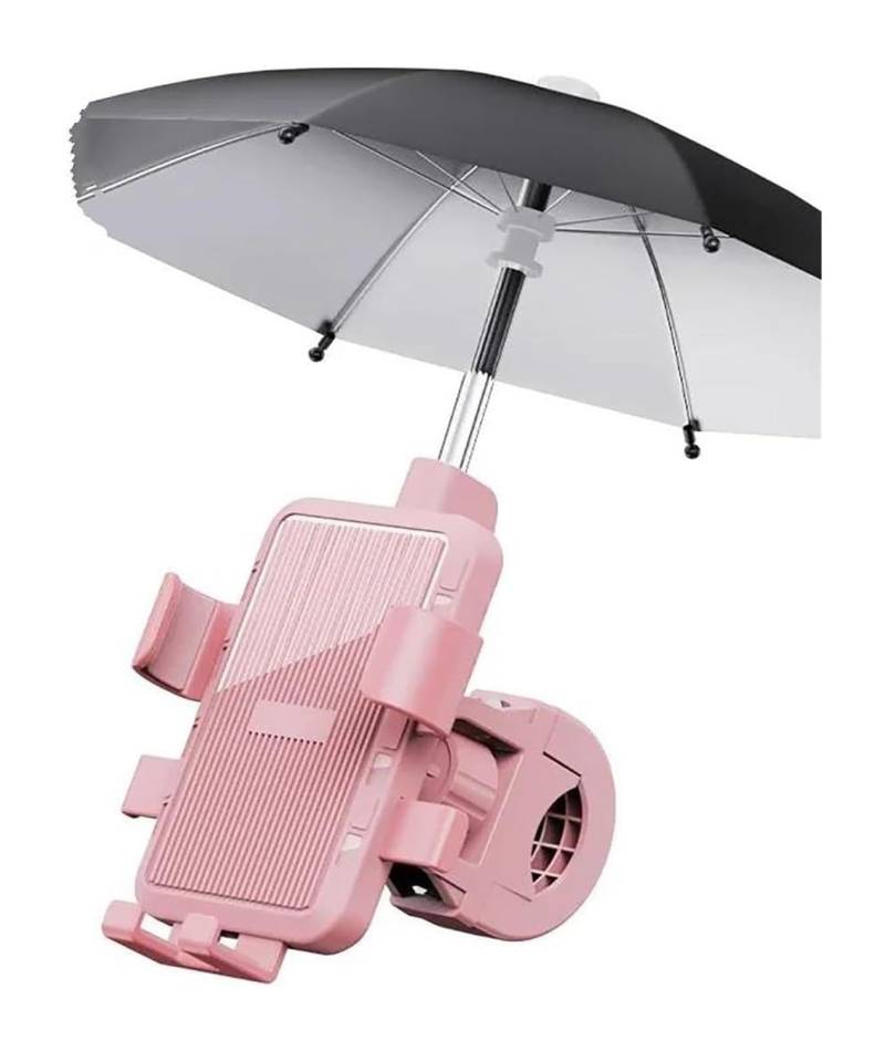 Navigation Halterung Motorrad Fahrrad Handy Halter Stehen Elektrische Fahrzeug Roller Radfahren Berg Telefon Lenker Halterung Navigationshalterung(Pink with Umbrella) von GATAVCTKPY