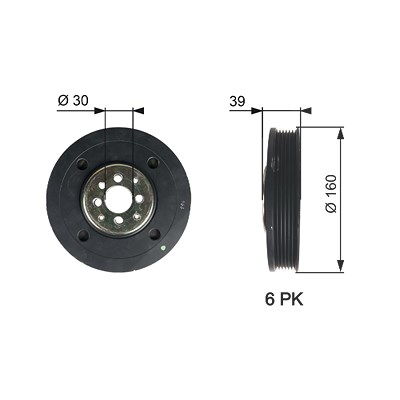 Gates Riemenscheibe, Kurbelwelle [Hersteller-Nr. TVD1004] für Audi, Ford, Seat, VW von GATES