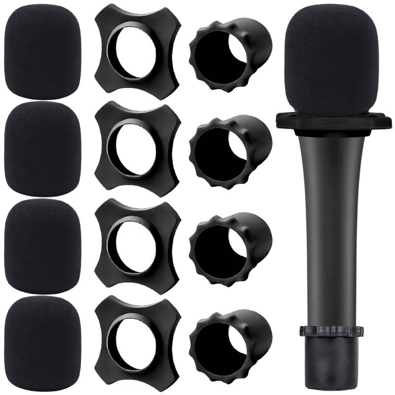 GATSUZG 5 Pack Schaumstoff-Mikrofon-Windschutzabdeckungen, dicke Handmikrofon-Pop-Filter-Schalldämpfer für Mikrofone - Reduziert Windgeräusche & Plosives, mit Silikonring & unterer Stabhülse von GATSUZG