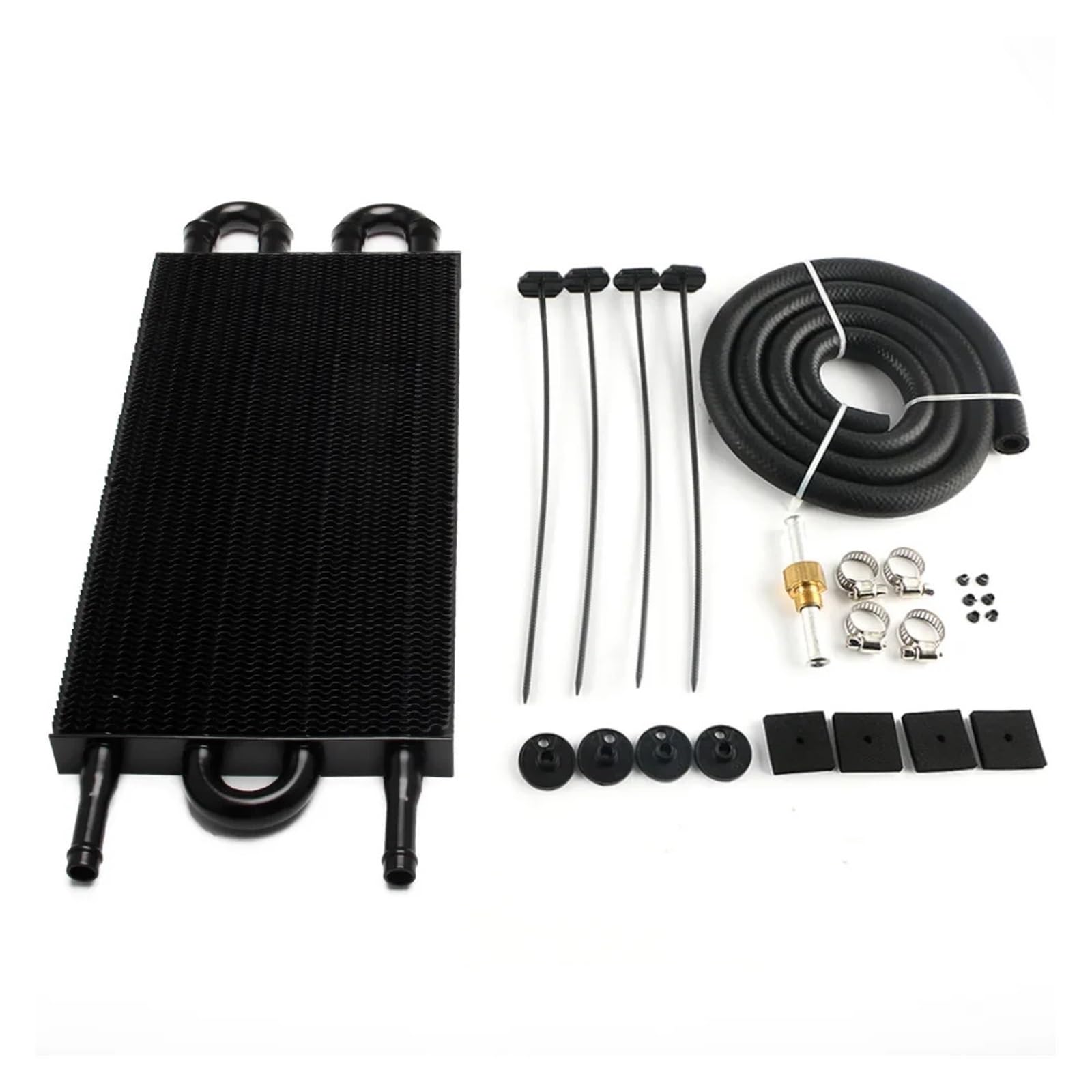 Kühler 10 Reihen 8 Reihen 6 Reihen 4 Reihen 2 Reihen Aluminium Remote Getriebe Ölkühler/Auto-Manueller Kühler Konverter Kit Kühlerband(4 Row Black) von GAYCLG