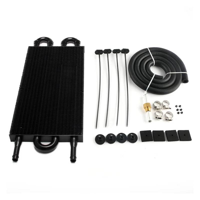 Kühler 10 Reihen 8 Reihen 6 Reihen 4 Reihen 2 Reihen Aluminium Remote Getriebe Ölkühler/Auto-Manueller Kühler Konverter Kit Kühlerband(4 Row Black) von GAYCLG