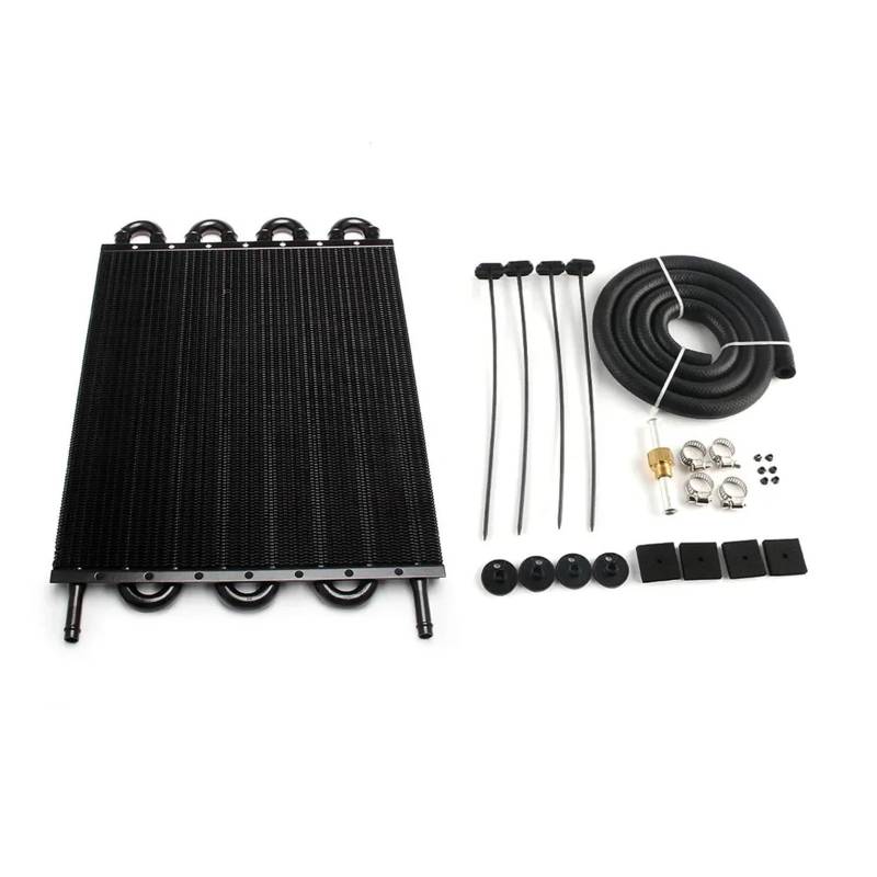 Kühler 10 Reihen 8 Reihen 6 Reihen 4 Reihen 2 Reihen Aluminium Remote Getriebe Ölkühler/Auto-Manueller Kühler Konverter Kit Kühlerband(8 Row Black) von GAYCLG