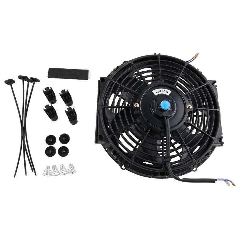 Kühler 12V 80W 12''/10"/9"/7" Push/Pull Elektrischer Kühler Ladeluftkühler Slim Fan Motorkühlung Kit Auto Heizkörper Zubehör Kühlerband(10 inch) von GAYCLG