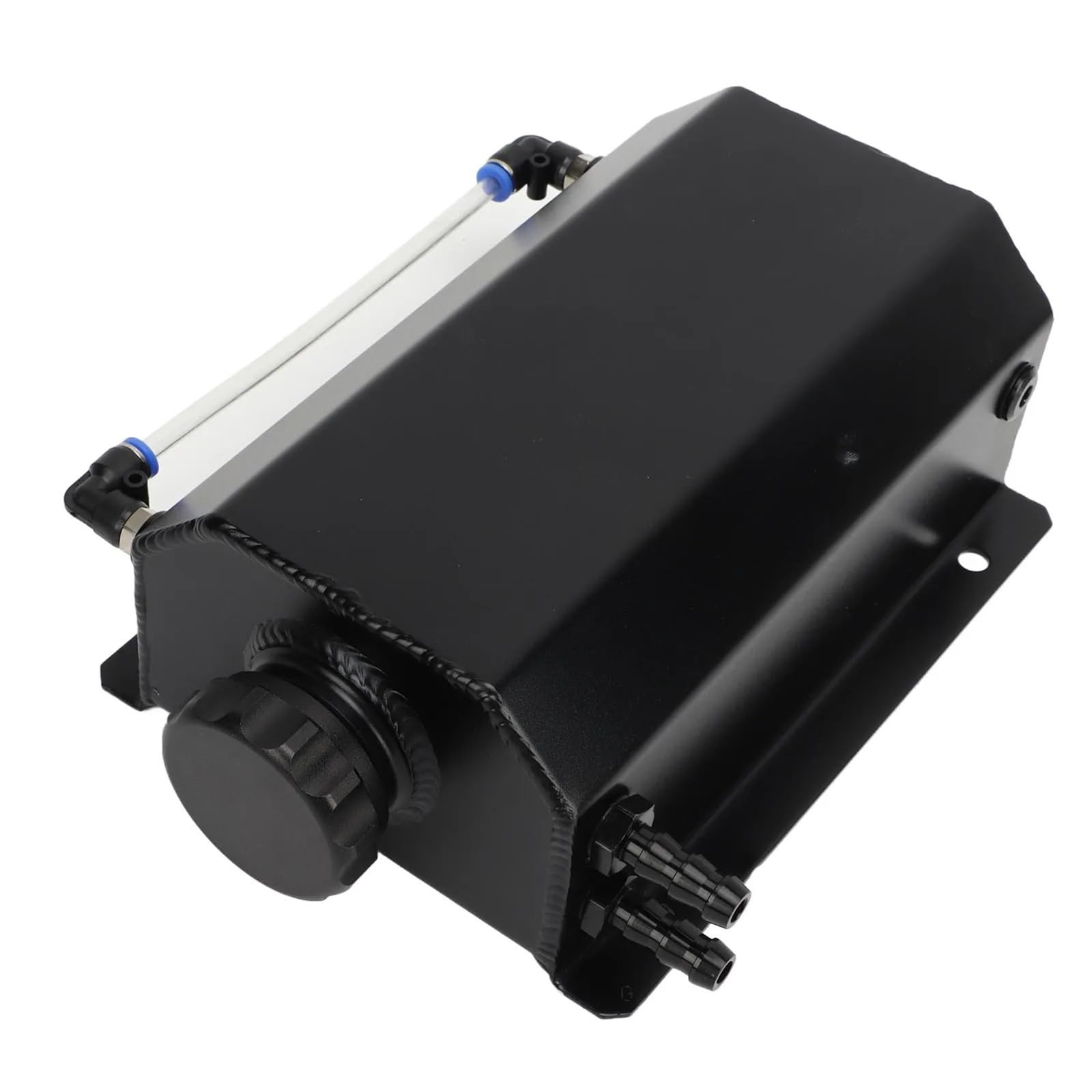 Kühler Kühlmittelüberlaufbehälter, Aluminiumlegierung, 2 L Fassungsvermögen, Universeller Kühlerbehälter Für Die Meisten Autos Kühlerband(Black) von GAYCLG
