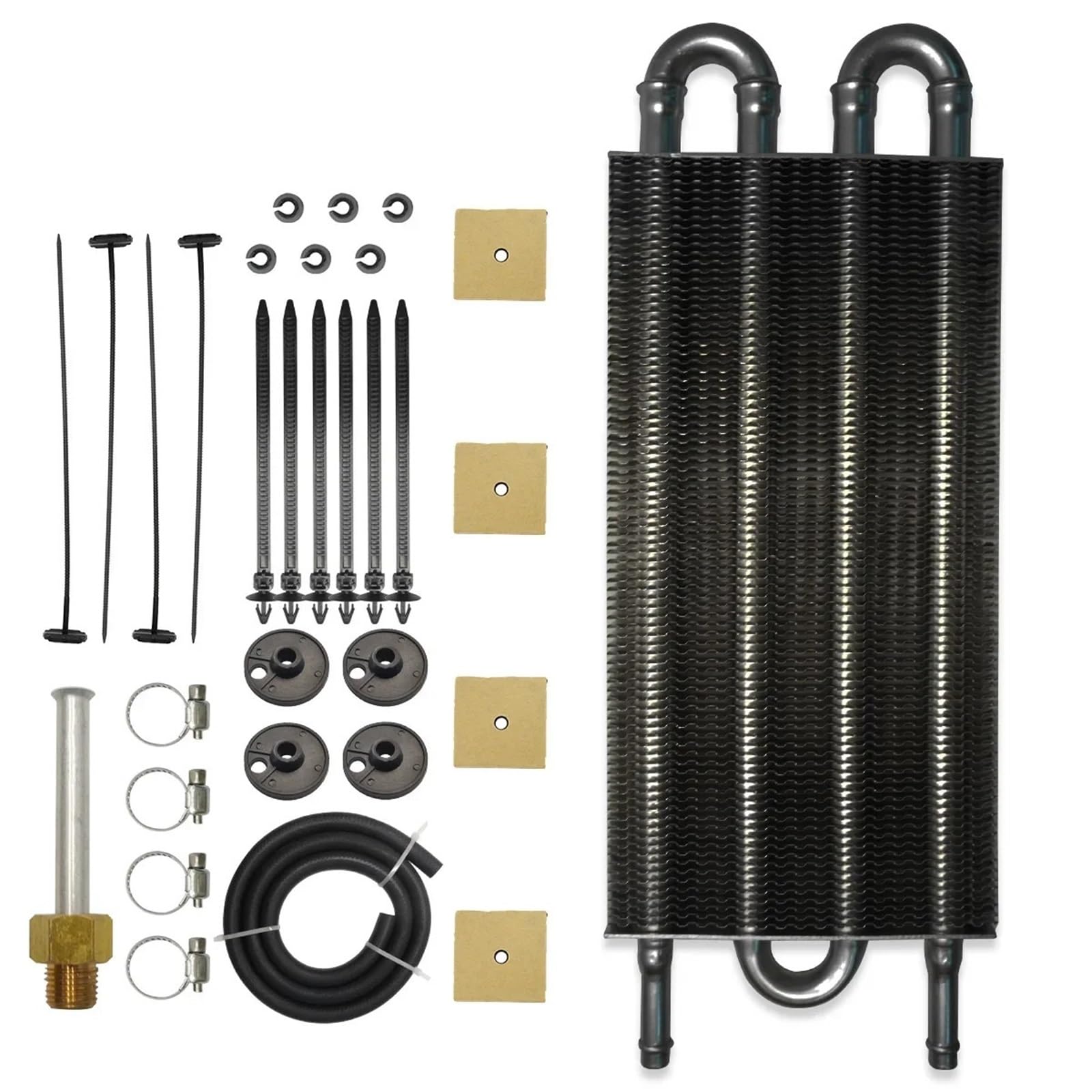 Kühler Motorölkühler Universal Aluminium Remote Auto-Hinterachsdifferential Kühlsystem Auto Mit Kondensator 4 Reihe 6 Reihe 8 Reihe Kühlerband(Black (4Row)) von GAYCLG