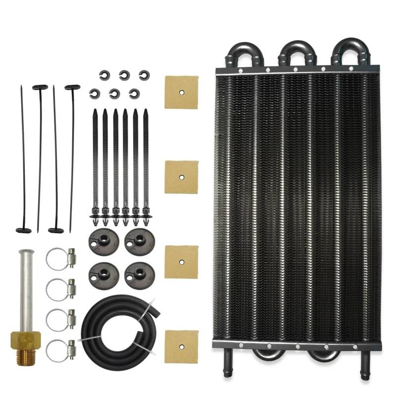 Kühler Motorölkühler Universal Aluminium Remote Auto-Hinterachsdifferential Kühlsystem Auto Mit Kondensator 4 Reihe 6 Reihe 8 Reihe Kühlerband(Black (6Row)) von GAYCLG