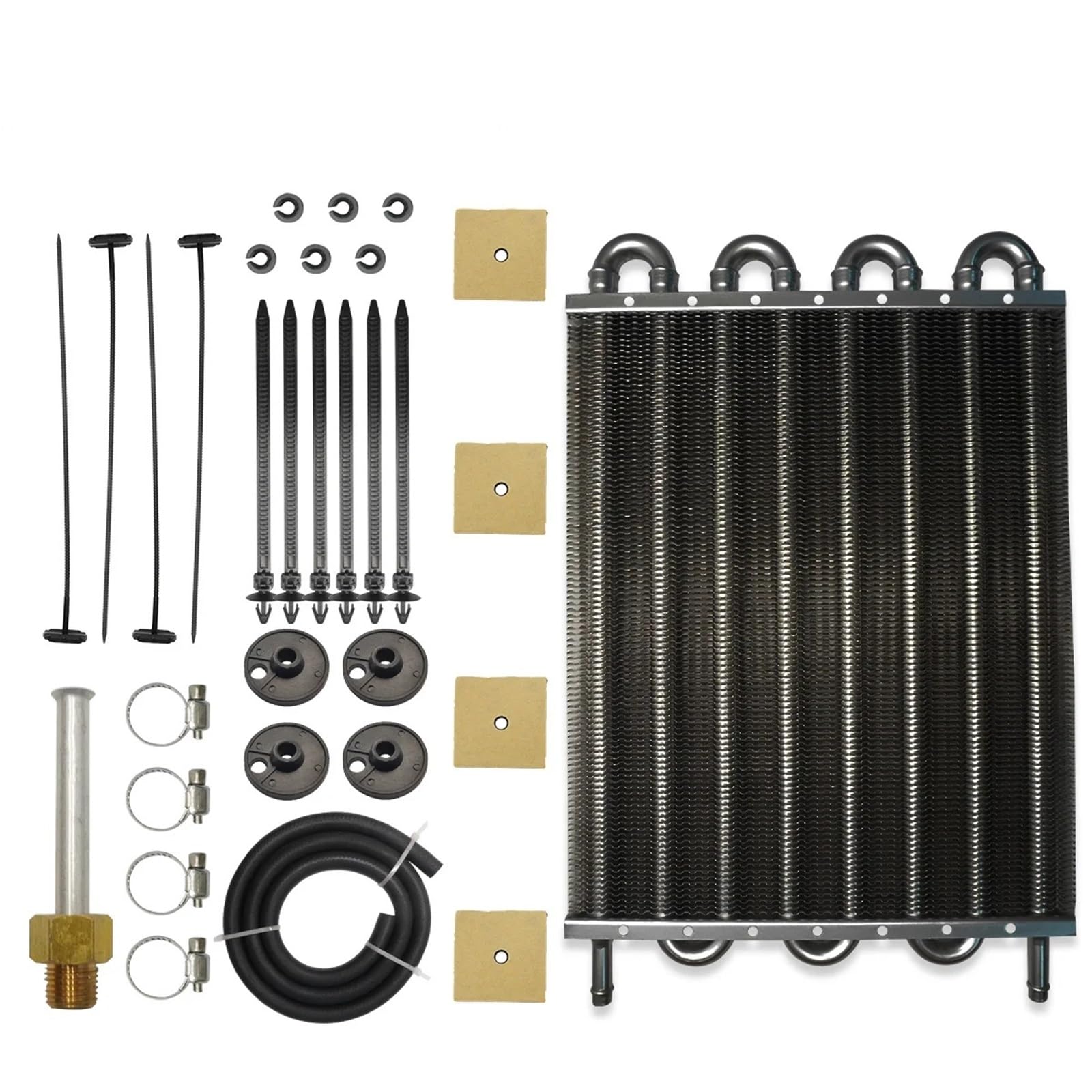 Kühler Motorölkühler Universal Aluminium Remote Auto-Hinterachsdifferential Kühlsystem Auto Mit Kondensator 4 Reihe 6 Reihe 8 Reihe Kühlerband(Black (8Row)) von GAYCLG