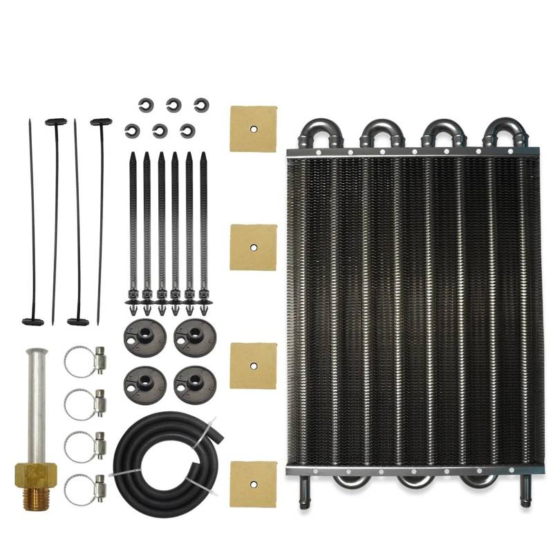 Kühler Motorölkühler Universal Aluminium Remote Auto-Hinterachsdifferential Kühlsystem Auto Mit Kondensator 4 Reihe 6 Reihe 8 Reihe Kühlerband(Black (8Row)) von GAYCLG