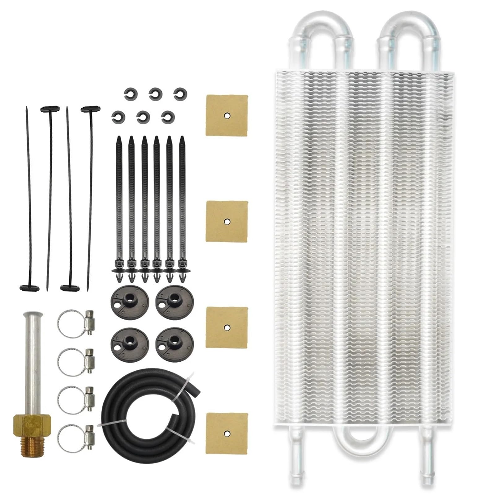 Kühler Motorölkühler Universal Aluminium Remote Auto-Hinterachsdifferential Kühlsystem Auto Mit Kondensator 4 Reihe 6 Reihe 8 Reihe Kühlerband(Silver (4Row)) von GAYCLG