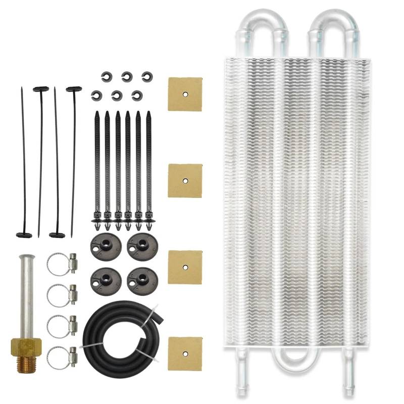 Kühler Motorölkühler Universal Aluminium Remote Auto-Hinterachsdifferential Kühlsystem Auto Mit Kondensator 4 Reihe 6 Reihe 8 Reihe Kühlerband(Silver (4Row)) von GAYCLG