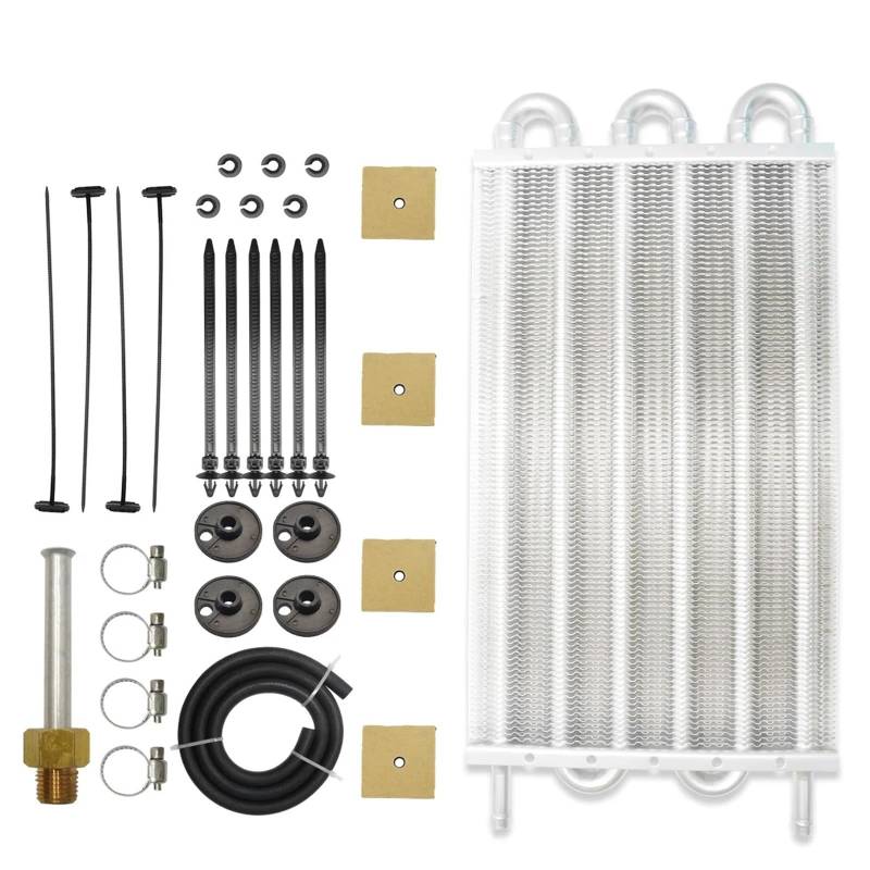 Kühler Motorölkühler Universal Aluminium Remote Auto-Hinterachsdifferential Kühlsystem Auto Mit Kondensator 4 Reihe 6 Reihe 8 Reihe Kühlerband(Silver (6Row)) von GAYCLG