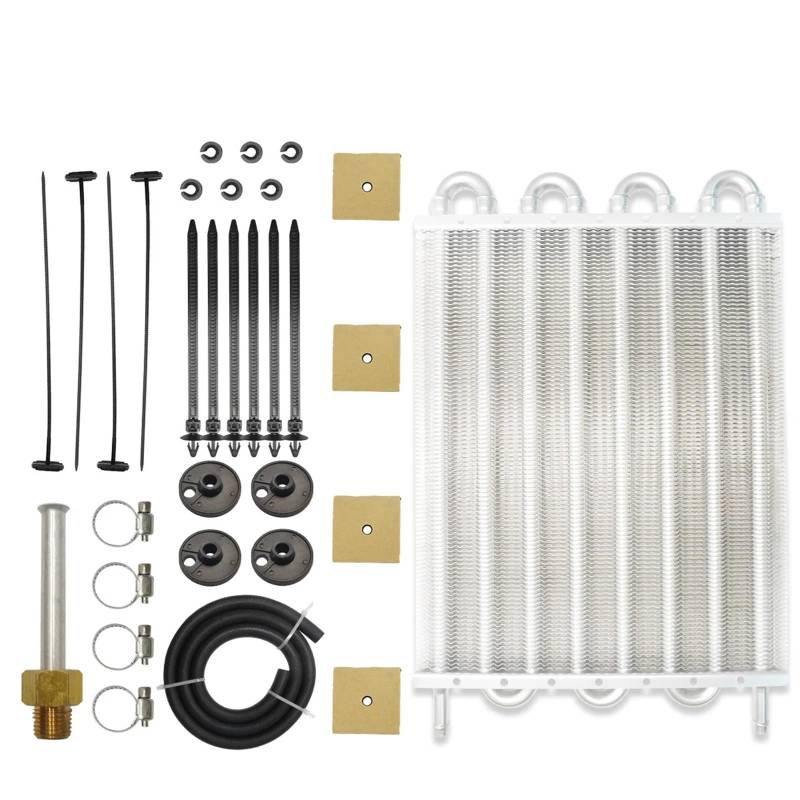 Kühler Motorölkühler Universal Aluminium Remote Auto-Hinterachsdifferential Kühlsystem Auto Mit Kondensator 4 Reihe 6 Reihe 8 Reihe Kühlerband(Silver (8Row)) von GAYCLG