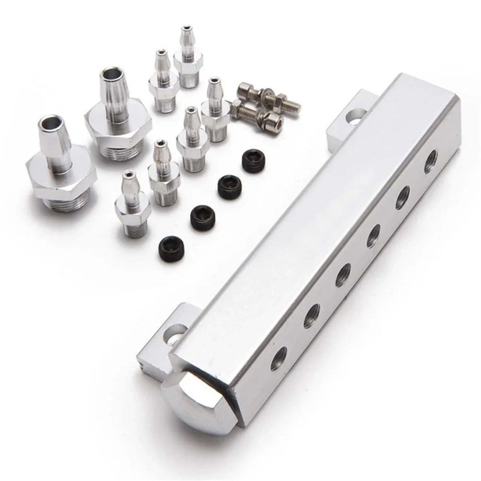 Kühler Vakuum Verteiler Kit Fit Turbo Boost Ansaugkrümmer 1/8 "NPT 6 Port Fit Für BMW Kühlerband(Silver) von GAYCLG