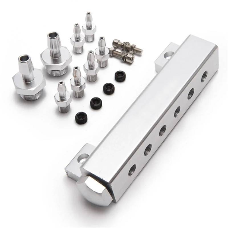 Kühler Vakuum Verteiler Kit Fit Turbo Boost Ansaugkrümmer 1/8 "NPT 6 Port Fit Für BMW Kühlerband(Silver) von GAYCLG