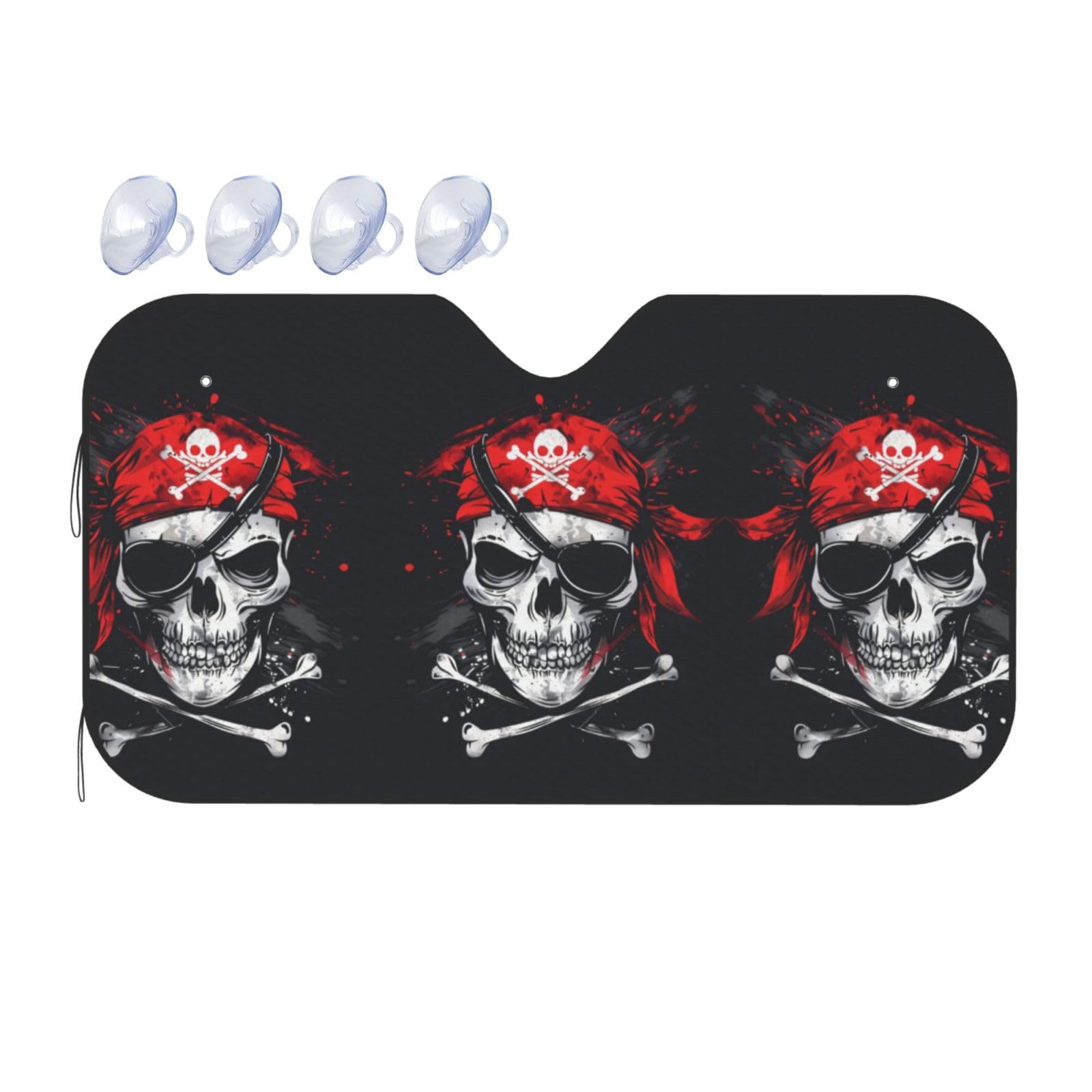 Linkes Auge, Piratenflagge, Auto-Windschutzscheiben-Visier, Aluminiumfolie, Sonnenschutz und Wärmeisolierung, tragbare Aufbewahrung, mit 4 Saugnäpfen, beide Größen, große und kleine Autos Linkes Auge, Piratenflagge, Auto-Windschutzscheiben-Visier, Aluminiumfolie, Sonnenschutz und Wärmeisolierung, tragbare Aufbewahrung, mit 4 Saugnäpfen, beide Größen, große und kleine Autos von GBCVXZ