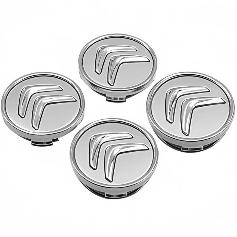 4 Stück Auto Radnabenkappen für Citr-oen DS3 DS4 DS5 DS6 DS7 C1 C2 C3 C4 C5, Auto Radkappen mit Logo Stark Langlebig Einfaches und Elegantes Design Auto Zubehör 60mm,Silver von GBEDIKMS