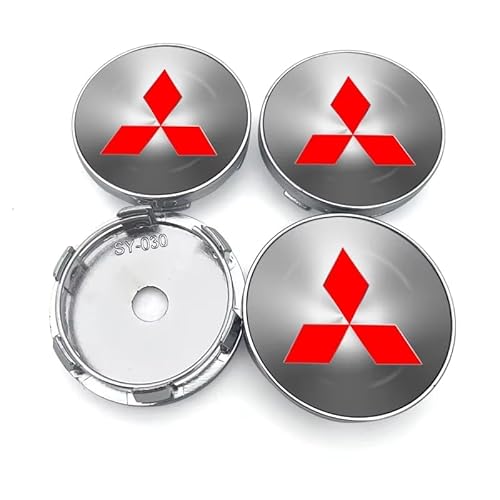 4 Stück Auto Radnabenkappen für Mitsubishi Outlander Lancer Ex ASX Pajero Sport L200, Auto Radkappen mit Logo Stark Langlebig Einfaches und Elegantes Design Auto Zubehör 60mm,B von GBEDIKMS
