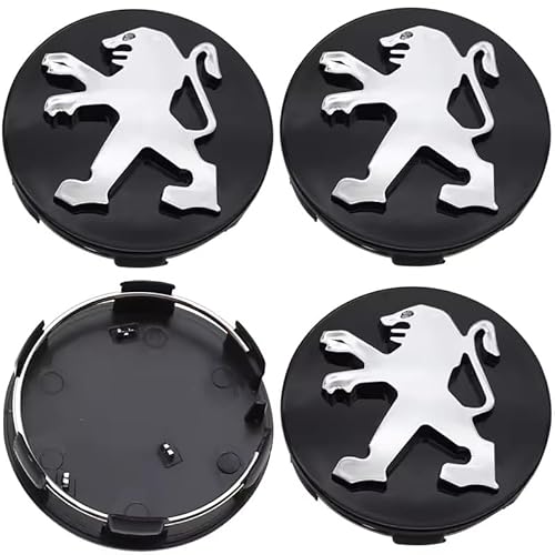 4 Stück Auto Radnabenkappen für Peugeot RCZ 2010-2013, Auto Radkappen mit Logo Stark Langlebig Einfaches und Elegantes Design Auto Zubehör 60mm,A von GBEDIKMS