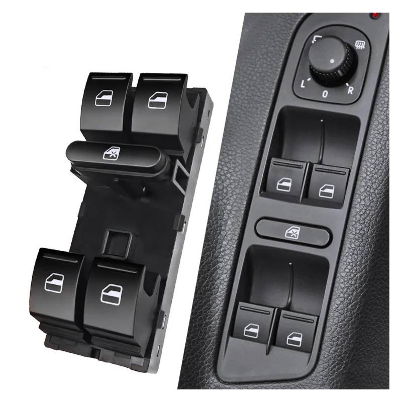 Fensterschalter Elektrische Für Golf 5 6 Für GTI MK5 MK6 Für Jetta Für Tiguan Für Passat B6 Für CC Auto Power Fenster Master Switch Control Taste Fensterheber(NO Chrome) von GBGWRMRYX