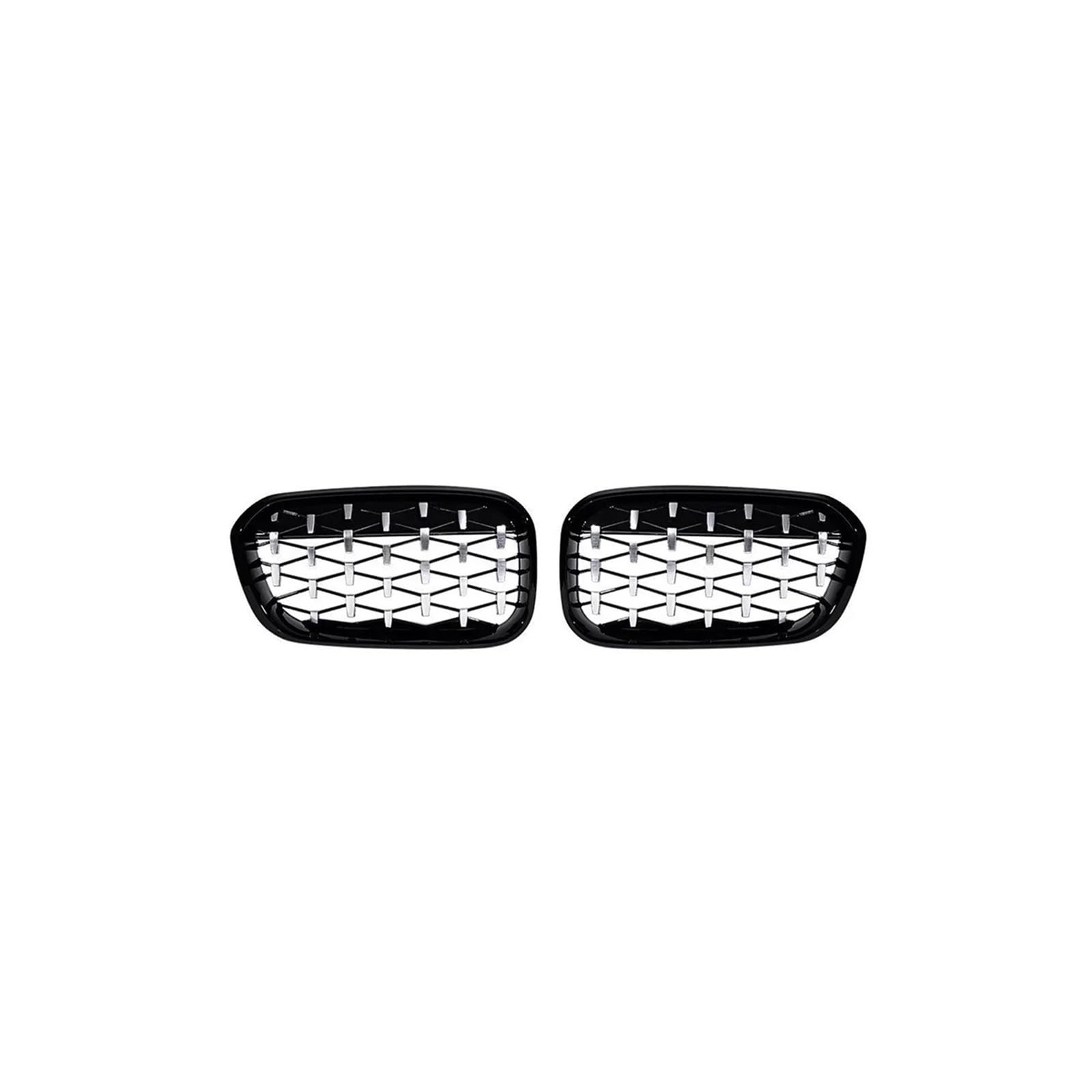 Kühlergrill 2Pcs Für 1 Serie F20 F21 2012-2019 Auto Vorderen Stoßfänger Gitter Nieren Grill Racing Glanz Schwarz Kühlergrill Vorne(Diamond-Chrome Black) von GBGWRMRYX