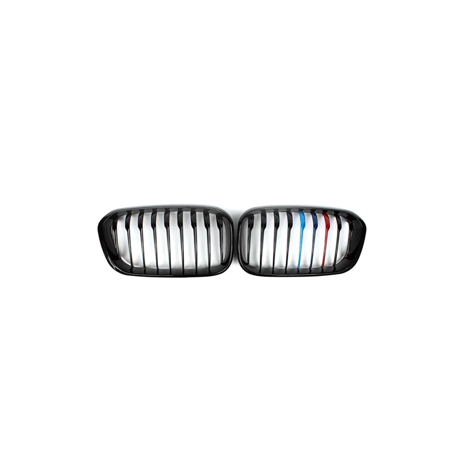 Kühlergrill 2Pcs Für 1 Serie F20 F21 2012-2019 Auto Vorderen Stoßfänger Gitter Nieren Grill Racing Glanz Schwarz Kühlergrill Vorne(Single-3-Color) von GBGWRMRYX