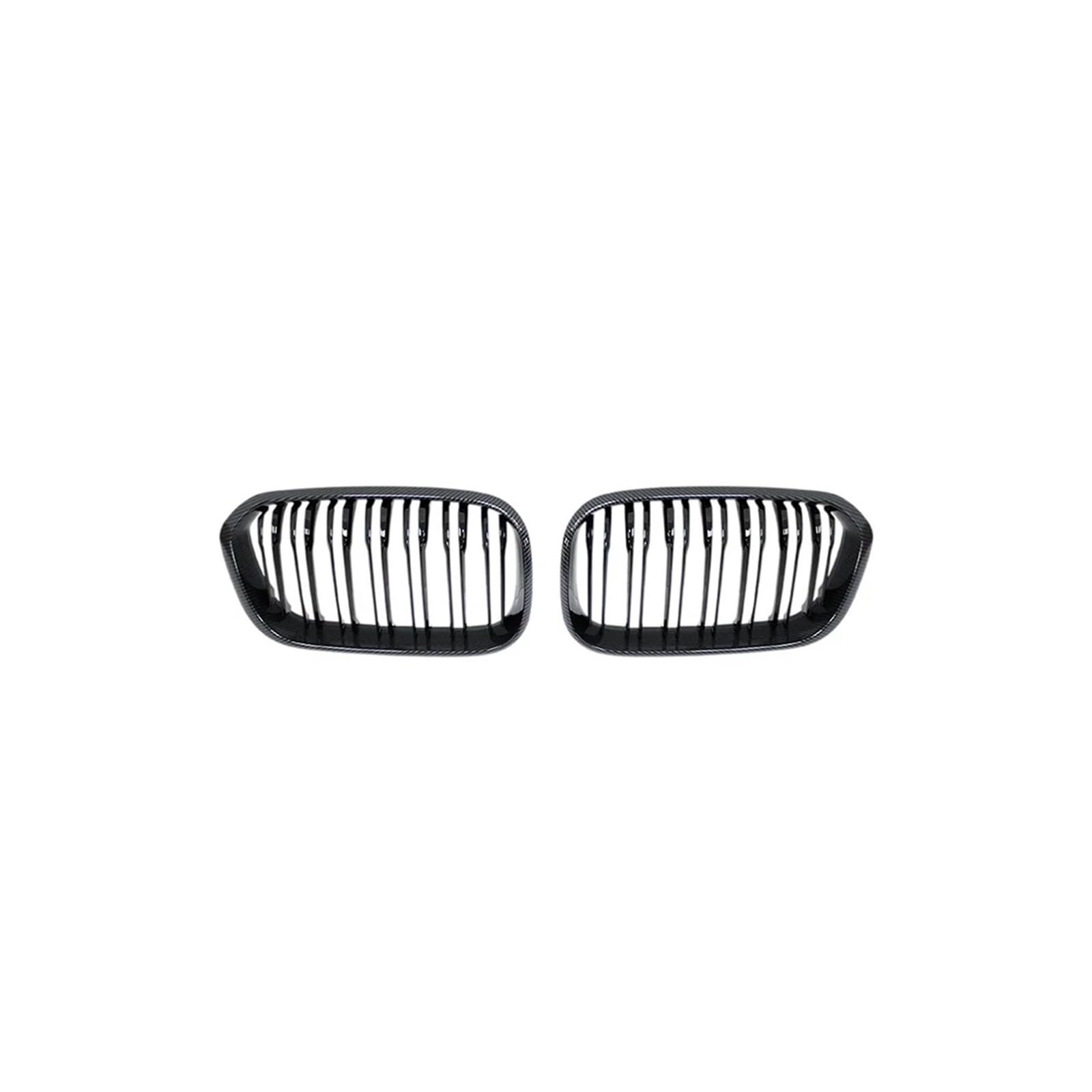 Kühlergrill 2Pcs Für 1 Serie F20 F21 2016 2017 Auto Vorderen Stoßfänger Gitter Nieren Grill Glanz Schwarz Kühlergrill Vorne(Double Line Carbon) von GBGWRMRYX