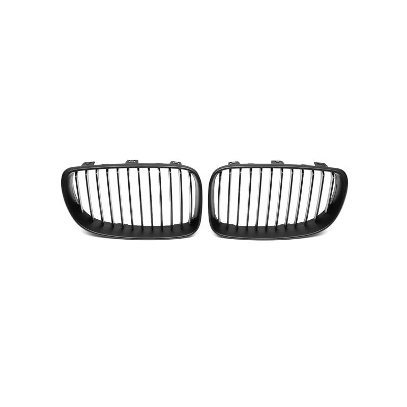 Kühlergrill 2Pcs Für E81 E82 E87 E88 2007 2008 2009 2010 2011 2012 2013 Glanz Schwarz Front Nieren Gitter Kühlergrill Vorne(Matty Black 1 Slat) von GBGWRMRYX