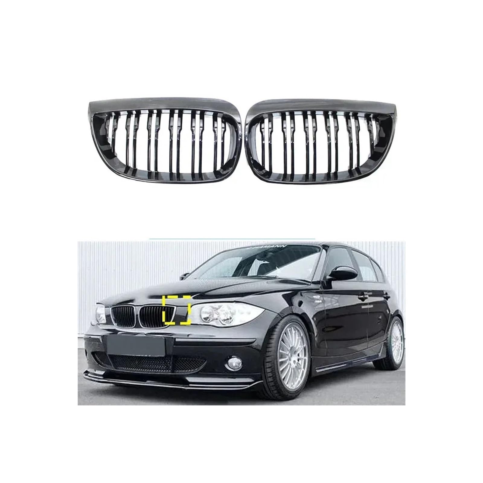 Kühlergrill Für 1Serie E81 E87 128I 130I 135I 2004-2011 Auto Frontstoßstange Kindly Grille Glanz Schwarz Kühlergrill Vorne(2004-2006) von GBGWRMRYX