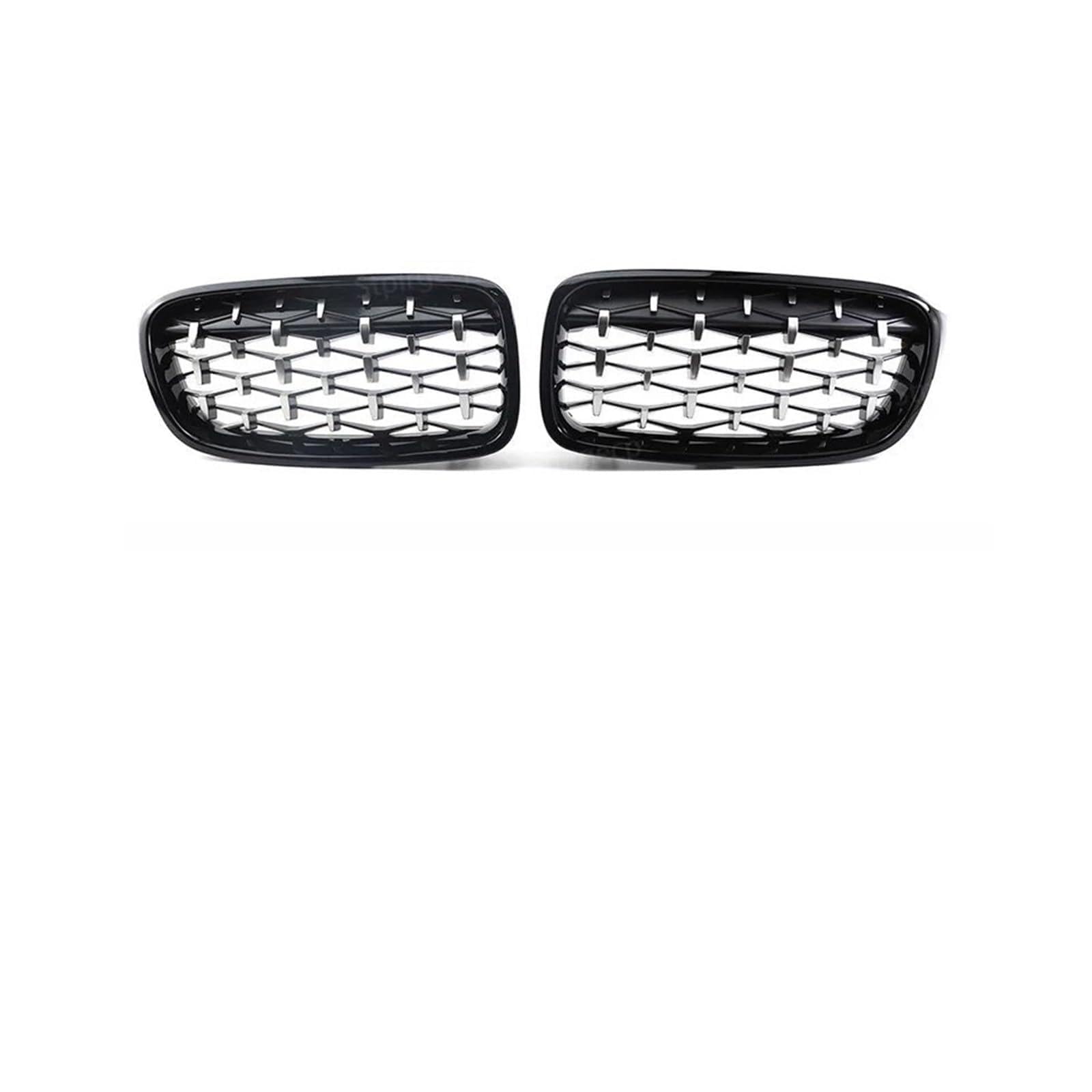 Kühlergrill Für 3Serie F30 F31 F35 2011-2019 Diamant-Frontstoßstangen-Nierengrill Doppellamellen-Rennsportgrill Kühlergrill Vorne(Black and Sliver) von GBGWRMRYX