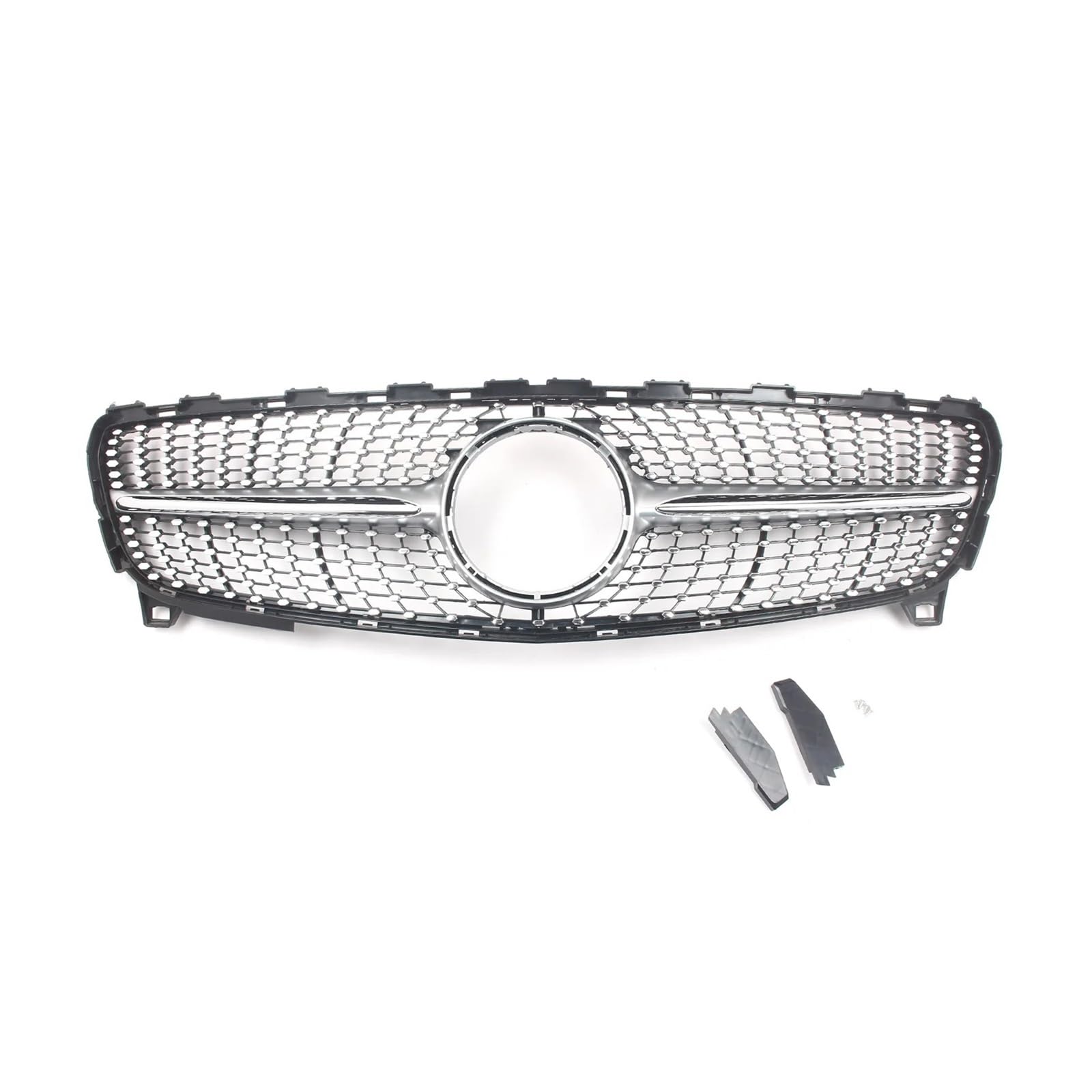 Kühlergrill Für A-Klasse W176 2016 2017 2018 Auto Frontstoßstangengrill Diamant-Stil ABS-Kunststoffgrill Kühlergrill Vorne(Black Silver) von GBGWRMRYX