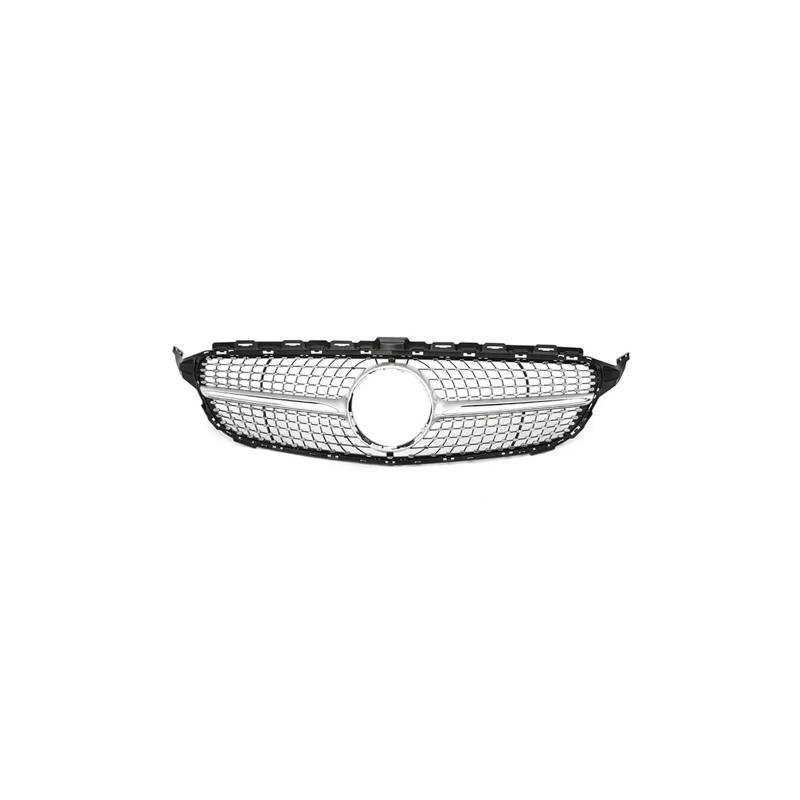 Kühlergrill Für C Für Klasse W205 E63S C180 C200 C300 C350 2014-2018 Auto Frontstoßstange Racing Grill Silber Schwarz Kühlergrill Vorne(14-18Diamond Without) von GBGWRMRYX