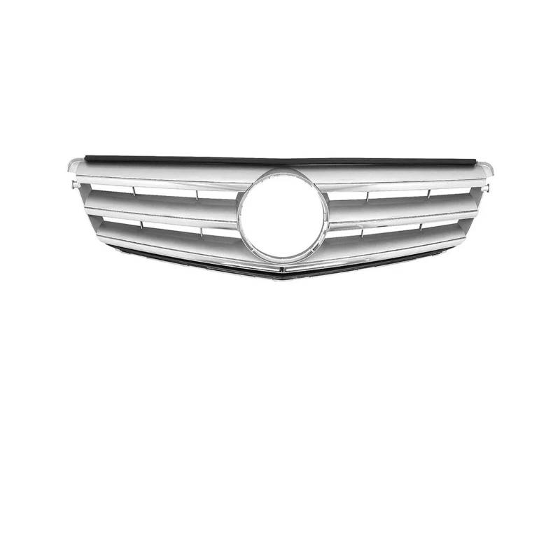 Kühlergrill Für C-Klasse W204 C180 C200 C230 2008-2014 Für AMG Style Diamonds Style Auto Frontstoßstangengrill Kühlergrill Vorne(Sport-Chrome Silver) von GBGWRMRYX