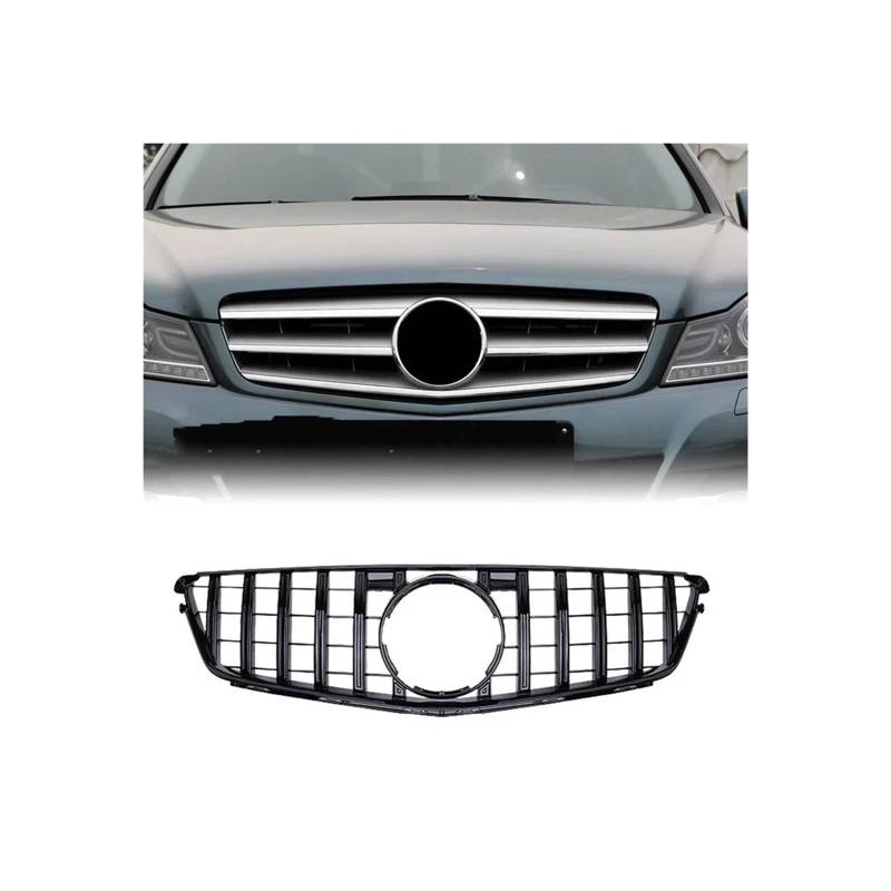 Kühlergrill Für C W204 Für AMG Für GT 2007 2008 2009 2010 2011 2012 2013 2014 Auto Frontstoßstangengrill Kühlergrill Vorne(Gloss Black) von GBGWRMRYX