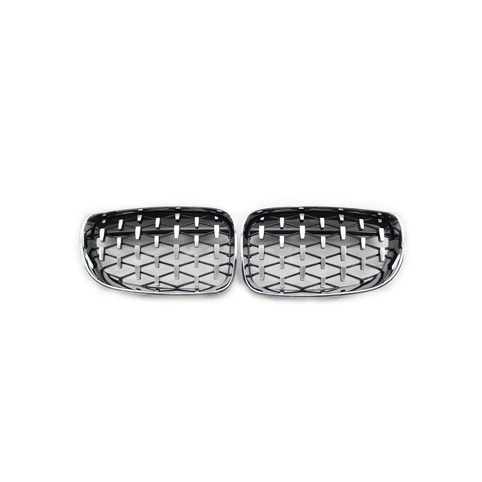 Kühlergrill Für E81 E87 E82 E88 128I 130I 135I 2007-2011 Auto Front Niere Kühlergrill Dual Lamellen Stil Gitter Kühlergrill Vorne(Chrome Silver) von GBGWRMRYX