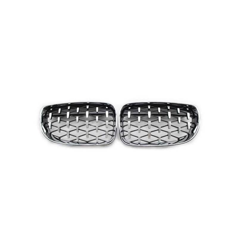 Kühlergrill Für E81 E87 E82 E88 128I 130I 135I 2007-2011 Auto Front Niere Kühlergrill Dual Lamellen Stil Gitter Kühlergrill Vorne(Chrome Silver) von GBGWRMRYX