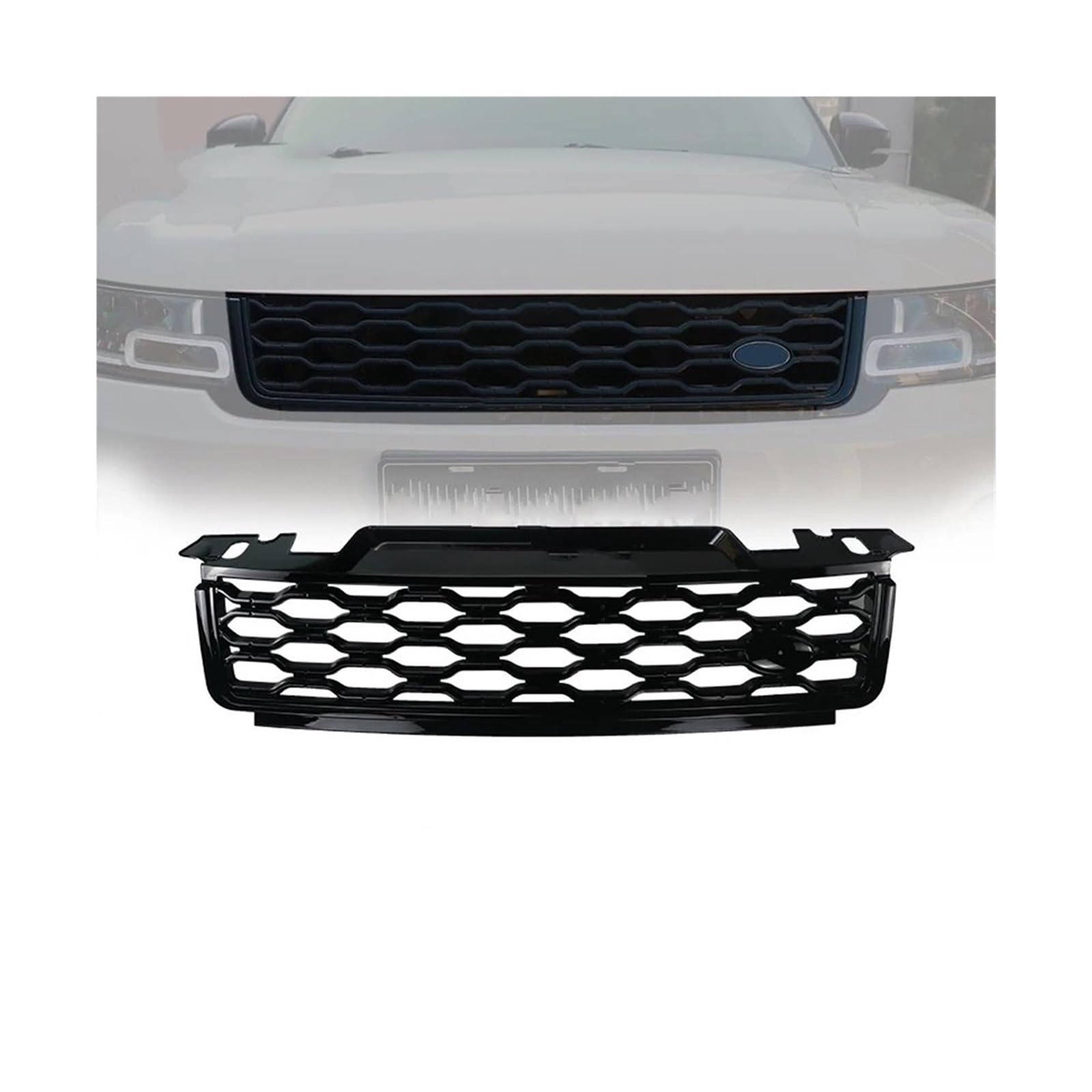 Kühlergrill Für Land Für Rover Für Range Für Sport L494 2018-2022 Front Upper Grill Kühlergrill Kühlergrill Vorne(All black) von GBGWRMRYX