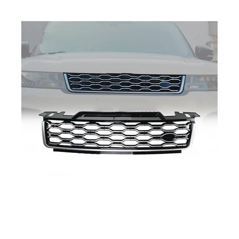 Kühlergrill Für Land Für Rover Für Range Für Sport L494 2018-2022 Front Upper Grill Kühlergrill Kühlergrill Vorne(Black Silver) von GBGWRMRYX
