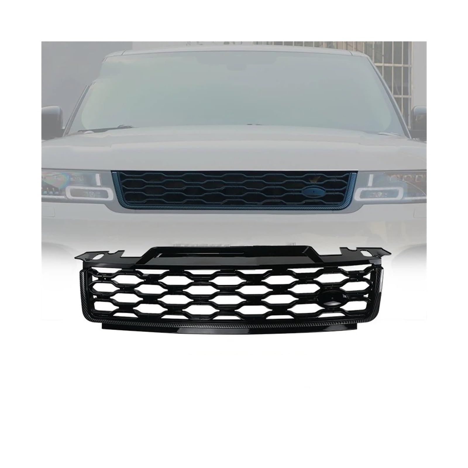 Kühlergrill Für Land Für Rover Für Range Für Sport L494 2018-2022 Front Upper Grill Kühlergrill Kühlergrill Vorne(Carbon Fiber) von GBGWRMRYX