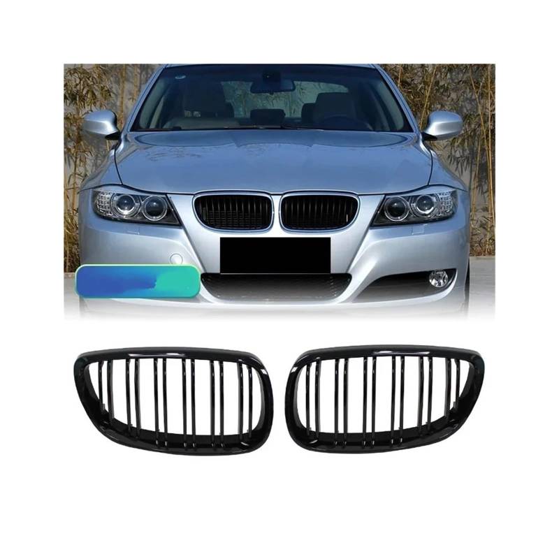 Kühlergrill Für M3 E92 E93 2006-2009 Auto Vorderen Stoßfänger Nierengrill Glanz Schwarz Dual Line Grille Kühlergrill Vorne(Gloss Black) von GBGWRMRYX