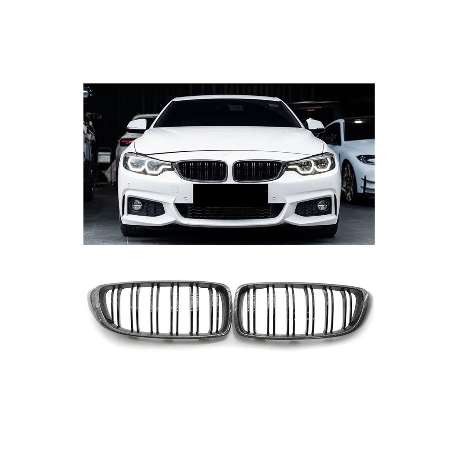 Kühlergrill Für M3 Für M4 F32 F33 F36 F80 F82 2013-2019 Stil Frontstoßstange Racing Grill Kühlergrill Vorne(Carbon Look) von GBGWRMRYX